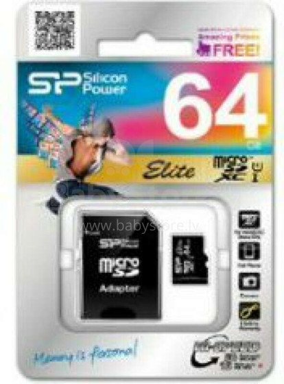 Карта Silicon Power Elite MicroSDXC 64 ГБ, класс 10 (SP064GBSTXBU1V10-SP)