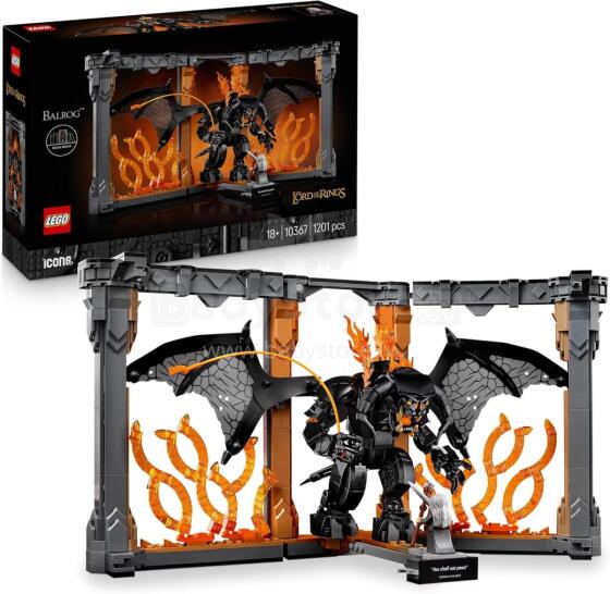 Lego Icons The Lord of the Rings Art.10367 Bookshelf Decoration with Gandalf the Grey Mini Figure & Dragon Figure