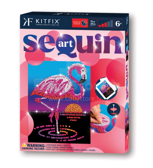 KITFIX DIY „Sequin Art“ raudonasis rinkinys „Flamingas Frenkis“