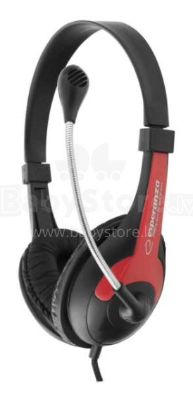 ESPERANZA STEREO HEADPHONES WITH MICROPHONE ROOSTER RED