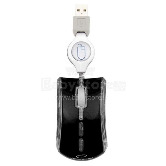  ESPERANZA CELANEO 3D WIRED OPTICAL MOUSE USB WITH RETRACTABLE CABLE BLACK