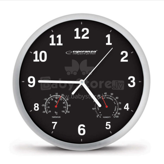  ESPERANZA WALL CLOCK LYON  BLACK