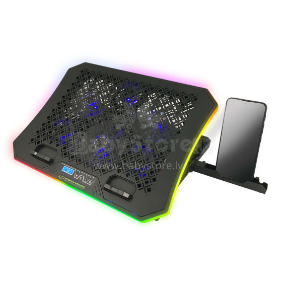 ESPERANZA RGB ILLUMINATED GAMING NOTEBOOK COOLING PAD WITH MOBILE PHONE STAND GALERNE