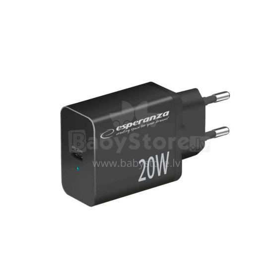 ESPERANZA QUICK POWER CHARGER 20W USB-C PD BLACK
