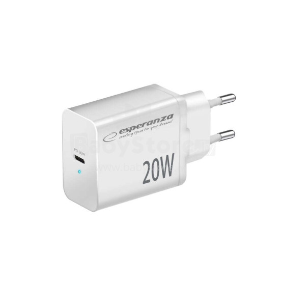 ESPERANZA QUICK POWER CHARGER 20W USB-C PD WHITE