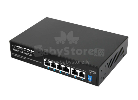 ESPERANZA 4 PoE+2 UPLINK PORT ETHERNET SWITCH 10/100 SPINNER