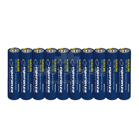 ESPERANZA ALKALINE BATTERIES AAA 10PCS.  FOIL WRAPPED WITH TAG