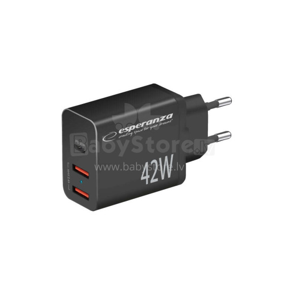 ESPERANZA QUICK POWER CHARGER 42W USB-C PD 30W / 2x USB-A 12W