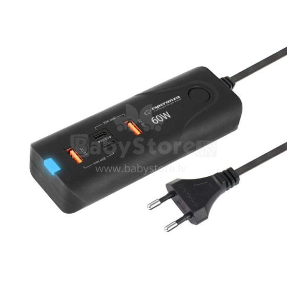 ESPERANZA QUICK POWER CHARGER 60W 2x USB-C PD 30W / 2x USB-A QC 3.0 18W