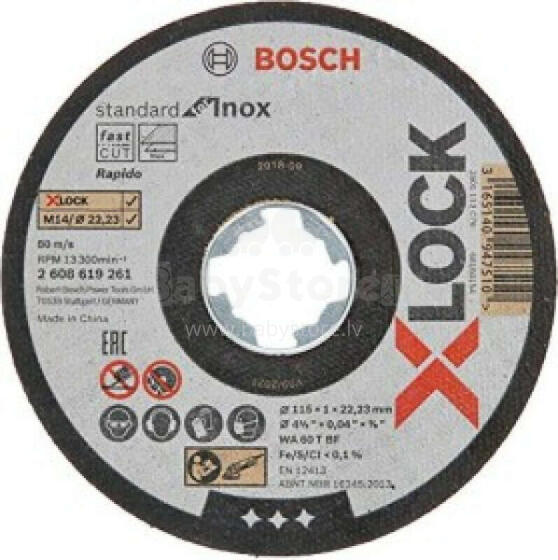 Отрезной диск Bosch X-LOCK Standard для Inox 115 мм, прямой (10 шт., 115 x 1 x 22,23 мм)