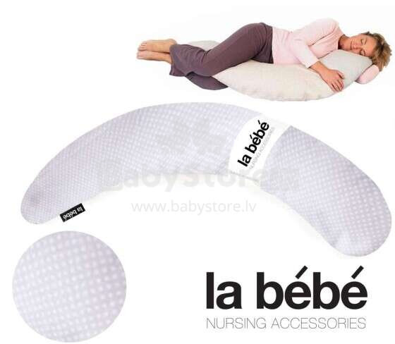 La Bebe™ Moon Maternity Pillow Art.152366 Grey with white Большая подушка для беременных с наполнителем из Memory Foam (особенно мягкий и тихий наполнитель