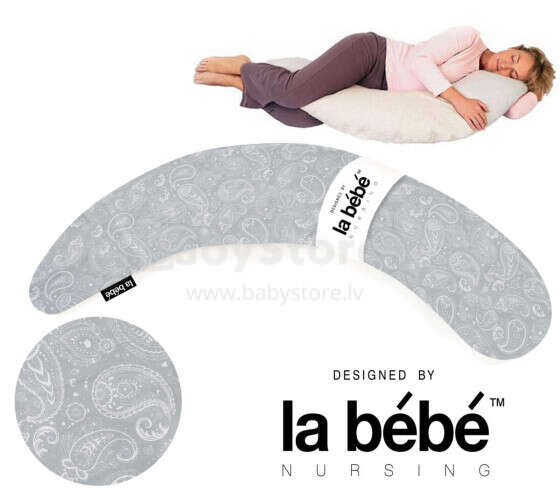 La Bebe™ Moon Maternity Pillow Cover Art.81479 Oriental Light Grey Satin spalvos satino užvalkalas pasagai 36 * 185 cm