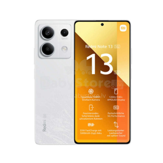 Xiaomi Redmi Note 13 Arctic White 6.67 " AMOLED 1080 x 2400 pixels Mediatek Internal RAM 6 GB 128 GB Dual SIM 5G 4G Main camera 108+2 MP Secondary camera 16 MP Android 13 5000 mAh