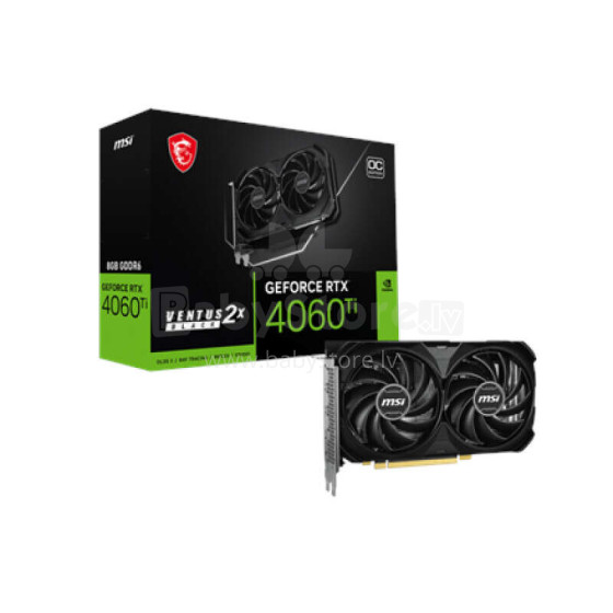 GeForce RTX 4060 Ti 8G VENTUS 2X BLACK E1 OC | NVIDIA | 8 GB | GeForce RTX 4060 Ti | GDDR6 | HDMI ports quantity 1 | PCI Express Gen 4 x16 (uses x8)