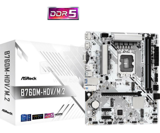 Материнская плата ASROCK Intel B760 Express LGA1700 Micro-ATX Память DDR5 Слоты памяти 2 2xPCI-Express 3.0 1x 1xPCI-Express 4.0 16x 1xM.2 1x15-контактный D-sub 1xHDMI 1xDisplayPort 1xAV-вход 