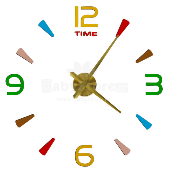 Ikonka Art.KX3515 Sticker wall clock 4 digits yellow colour