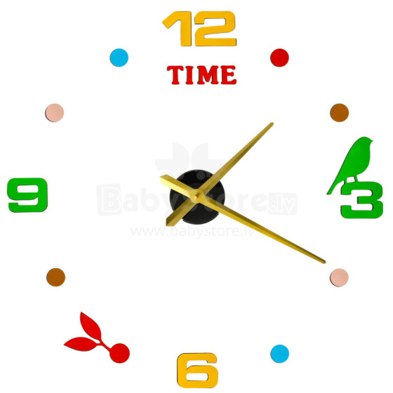 Ikonka Art.KX3517 Sticker wall clock with coloured numerals 80-90cm