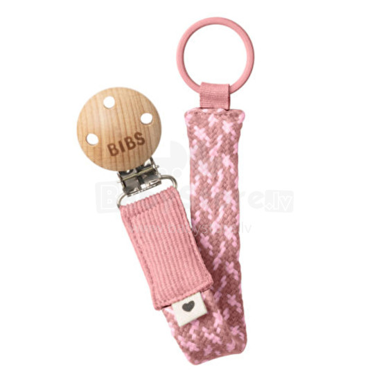 Bibs Pacifier Clip Art.183092 Dusty Pink Pastelinės žalios spalvos ąžuolo grandinėlė (čiulptuko laikiklis) su segtuku