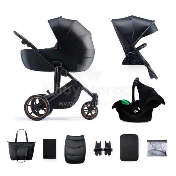 KinderKraft Prime 3 in1 Art.KSPRIM02BLK3001 Mink Pro Venezian Black universalus vežimėlis 3 in1