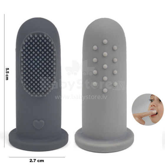 Little Eater Art. brush02 Grey/Light Grey Silicone toothbrush - finger brush 2pcs.