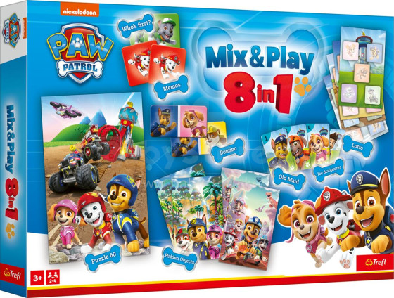 TREFL PAW PATROL 8in1 Mix&play stalo žaidimų rinkinys