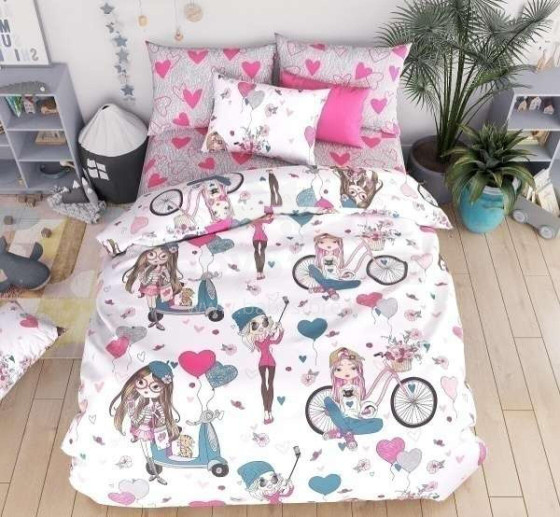 Vasilek Bedding Set  Art.183779  Хлопковое постельное белье из 3-х частей 143х215/70x70см