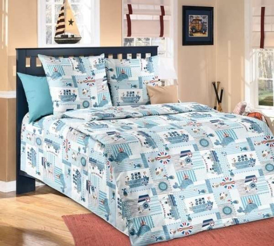 Vasilek Bedding Set  Art.183792  Хлопковое постельное белье из 3-х частей 147х112/40x60см