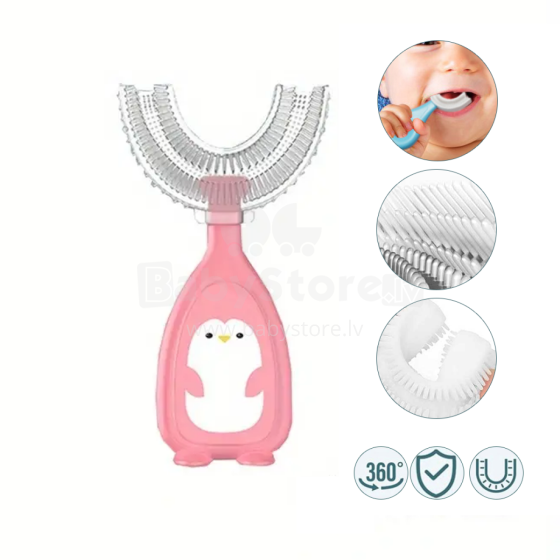 Bebe Basic Kids U-Shaped Toothbrush Art.h01 Col.Pink formos dantų šepetėlis