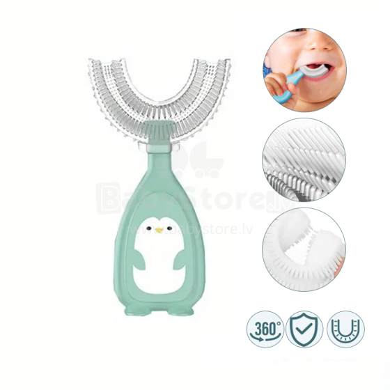 Bebe Basic Kids U-Shaped Toothbrush Art.h01 Col.Green formos dantų šepetėlis