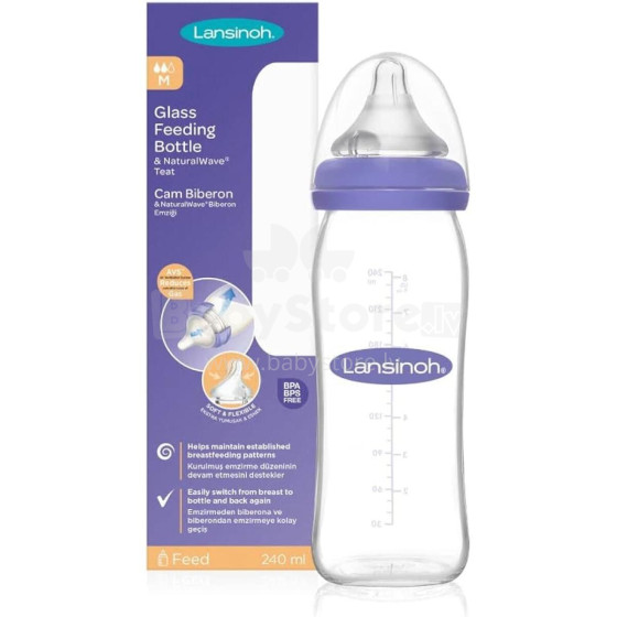 LANSINOH Art.75840 Plastmasas pudele ar NaturalWave® knupīti 240ml