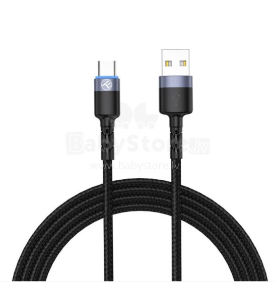 Tellur Data Cable USB to Type-C LED Nylon Braided 1.2m Black