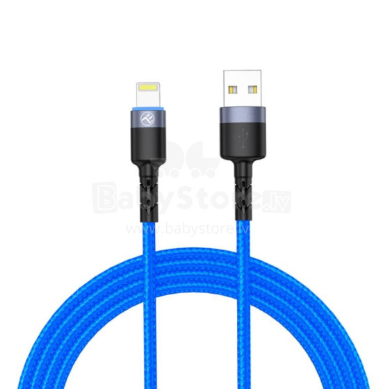 Tellur Data Cable USB to Lightning with LED Light, 3A 1.2m Blue