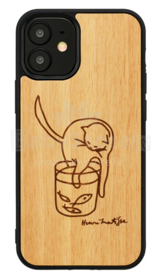 MAN&WOOD case for iPhone 12 mini cat with red fish