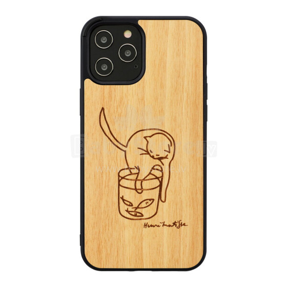 MAN&WOOD case for iPhone 12 Pro Max cat with red fish