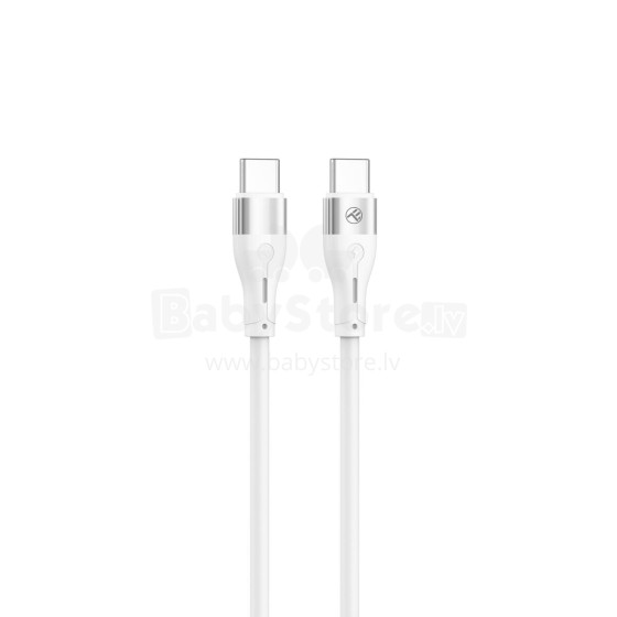 Tellur Silicone Type-C to Type-C Cable PD60W 1m White