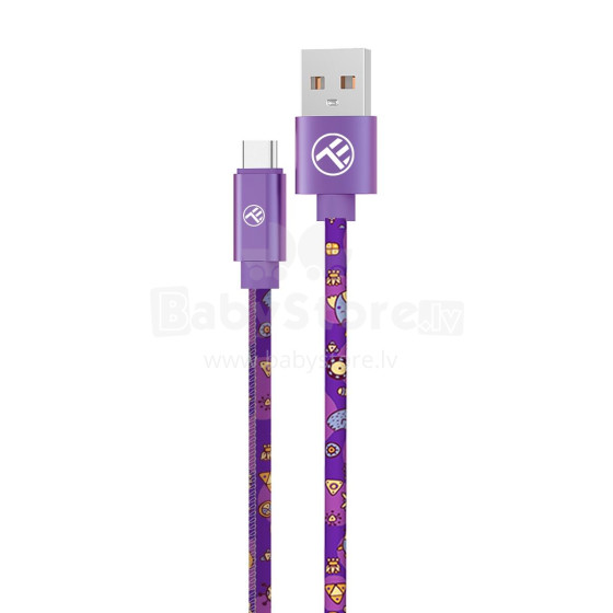 Tellur Graffiti USB to Type-C Cable 3A 1m Purple