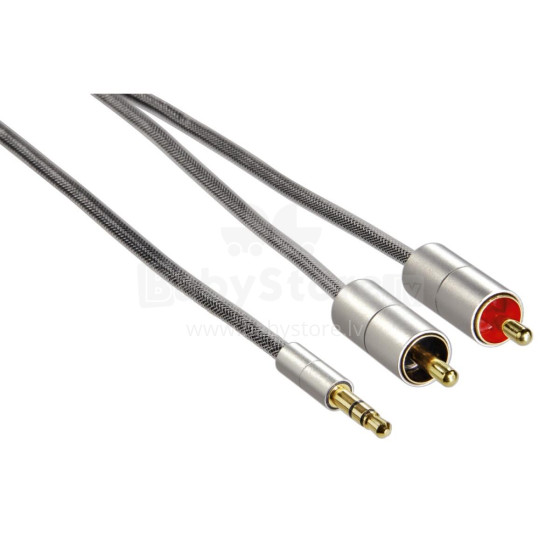 Hama 00080865 AluLine Connecting Cable, 3.5mm jack plug stereo - 2x RCA plug 2m