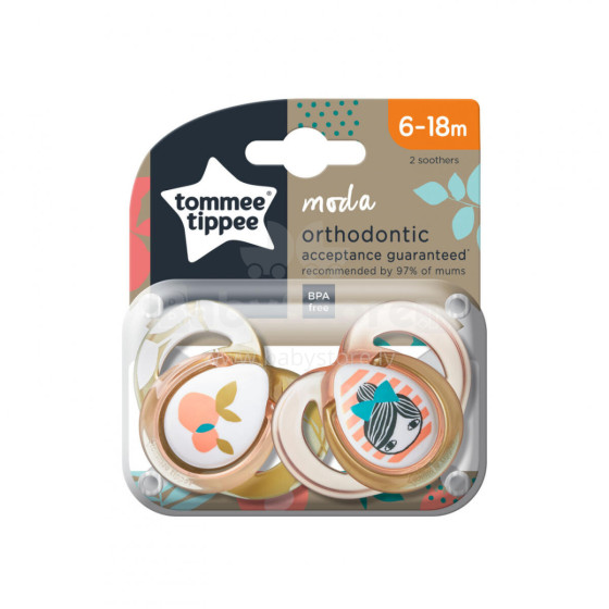 TOMMEE TIPPEE ortodontiskie māneklīši MODA, 6-18 m., 2 gab., 43338599