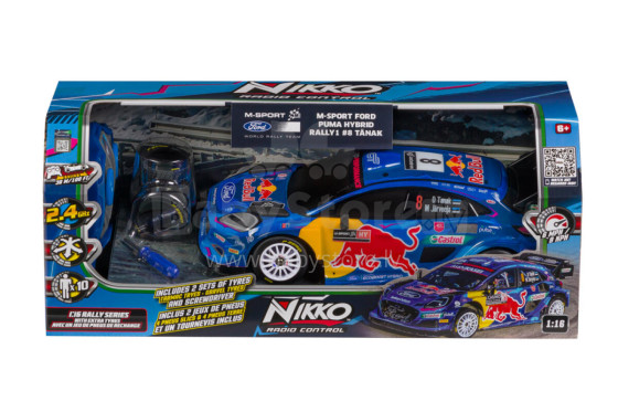 NIKKO Radio vadāmā automašīna M-Sport Ford Puma Hybrid 2023, Nr. 8 O.Tanak, mērogs 1:16