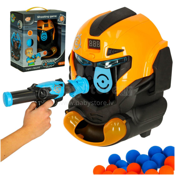 Ikonka Art.KX3637 Target shooting robot head arcade game set gun + balls