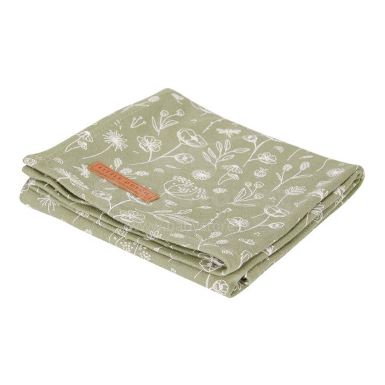 Little Dutch Muslin Swaddles Art.TE50421011 Flower Olive Augstākās kvalitātes muslina ietināšanas autiņš no bambusa, 1 gb. (120x120 cm)