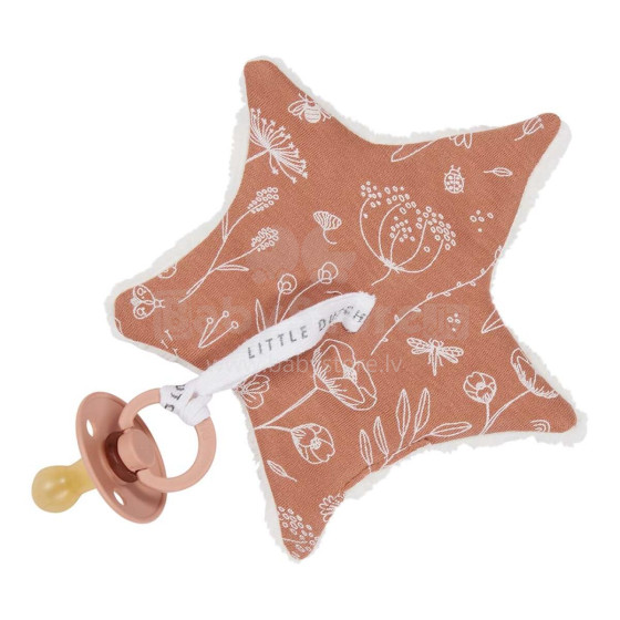 Little Dutch  Pacifier Cloth Art.TE20221061 Flower Rust  Kūdikio čiulptuko spaustukas, pagamintas iš natūralios medvilnės