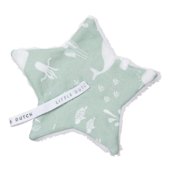 Little Dutch  Pacifier Cloth Art.TE20220610 Ocean Mint  Kūdikio čiulptuko spaustukas, pagamintas iš natūralios medvilnės