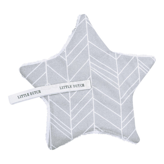 Little Dutch  Pacifier Cloth Art.3935 Grey Leaves Klipsis bērnu knupītim no dabiska kokvilna