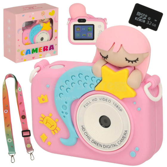 Ikonka Art.KX3571_1 Instant camera for children 1GB mermaid