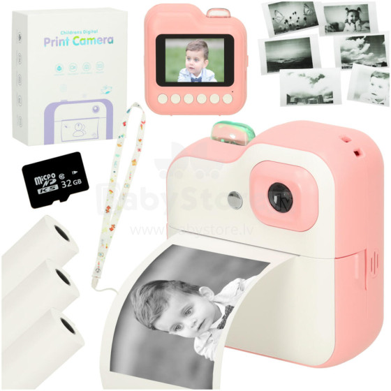 Ikonka Art.KX3570_1 Instant camera for children 1GB 24mpx white