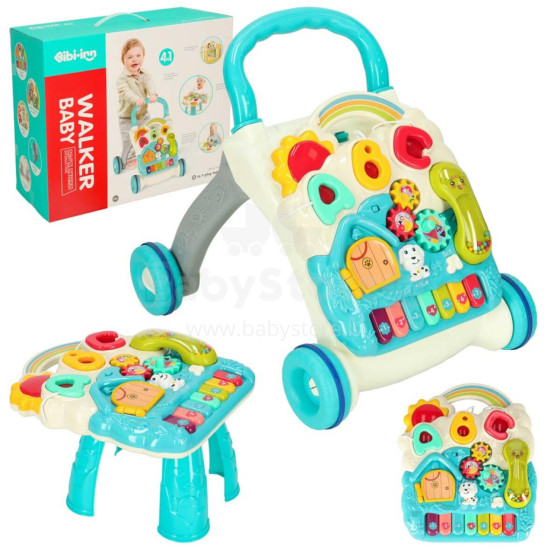 Ikonka Art.KX3604 Pushchair interactive learning table 4in1 blue