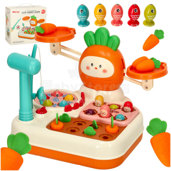 Ikonka Art.KX3610 Adorable carrots interactive toy pounder fishing collecting carrots 4in1