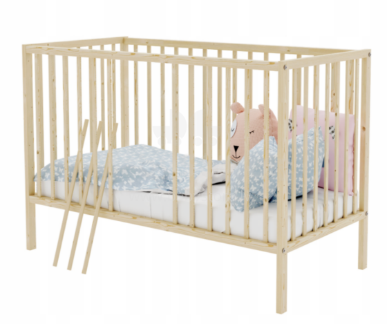 Bocian Kids  Magda Art.190854 Natural Vaikiška medinė lovelė 120x60 cm
