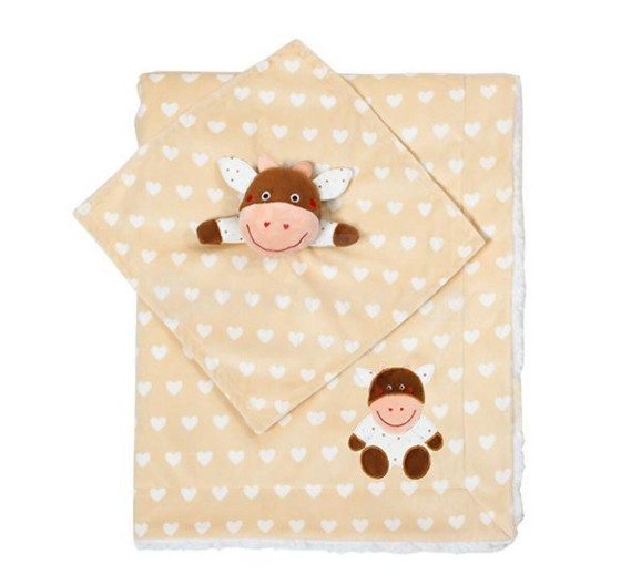 Double-sided minky blanket with the baby’s first little friend